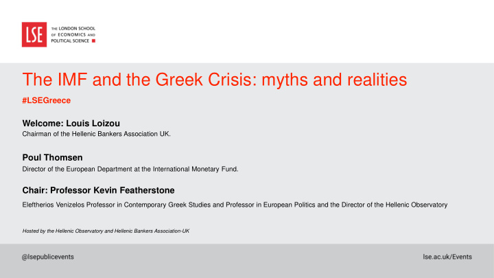 the imf and the greek crisis myths and realities