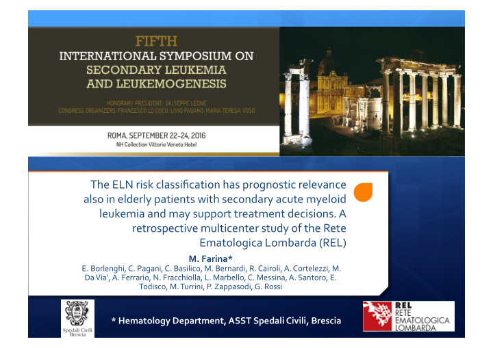 the eln risk classification has prognostic relevance also