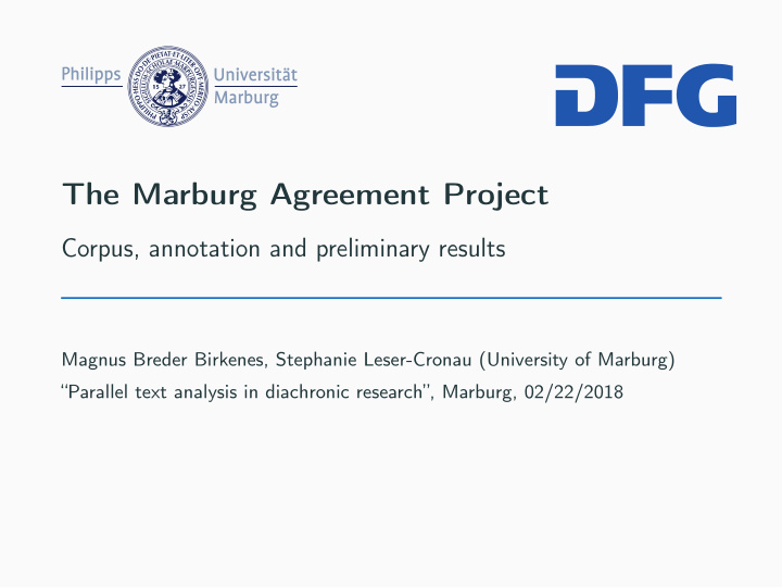 the marburg agreement project