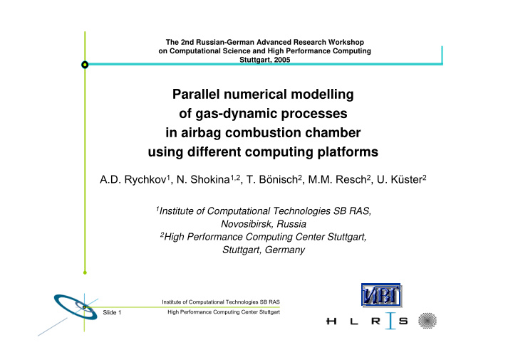 parallel numerical modelling of gas dynamic processes in