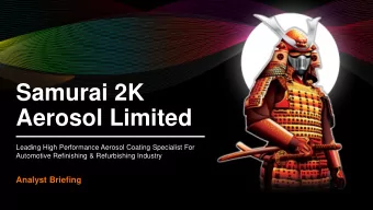 Samurai 2K  Aerosol Limited  Leading High Performance Aerosol Coating Specialist For  Automotive