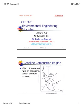 CEE 370  Environmental Engineering  Principles  Lecture #38  Air Pollution III:  Air Pollution