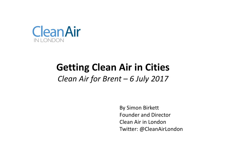 getting clean air in cities