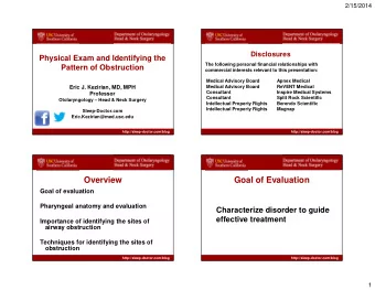 Overview  Goal of Evaluation  Goal of evaluation  Pharyngeal anatomy and evaluation  Characterize