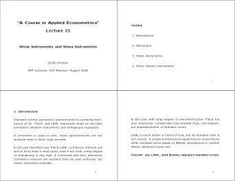A Course in Applied Econometrics  Outline  Lecture 15  1. Introduction  2. Motivation  Weak
