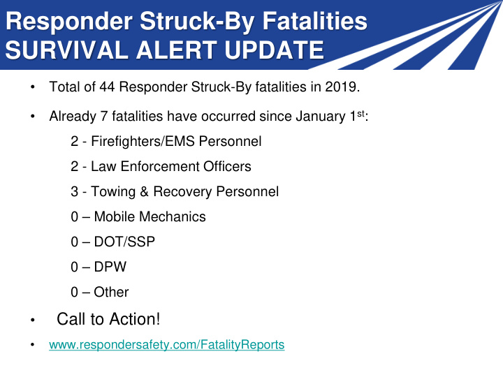 responder struck by fatalities survival alert update