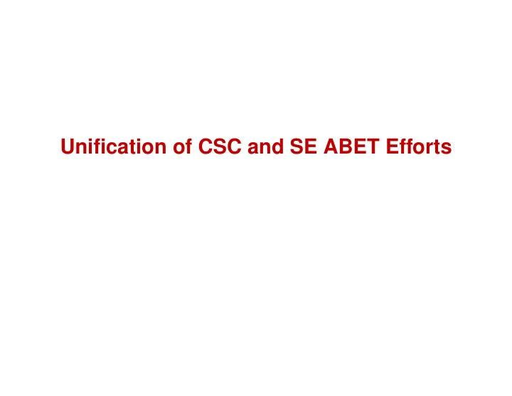 unification of csc and se abet effor ts similarity of csc