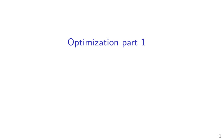 optimization part 1