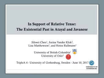 In Support of Relative Tense: The Existential Past in Atayal and Javanese Sihwei Chen 1 , Jozina