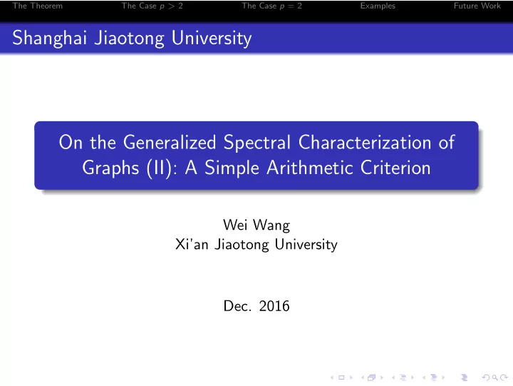 shanghai jiaotong university on the generalized spectral
