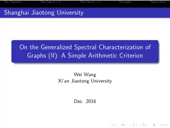 Shanghai Jiaotong University  On the Generalized Spectral Characterization of  Graphs (II): A