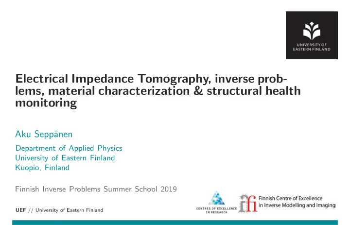 electrical impedance tomography inverse prob lems