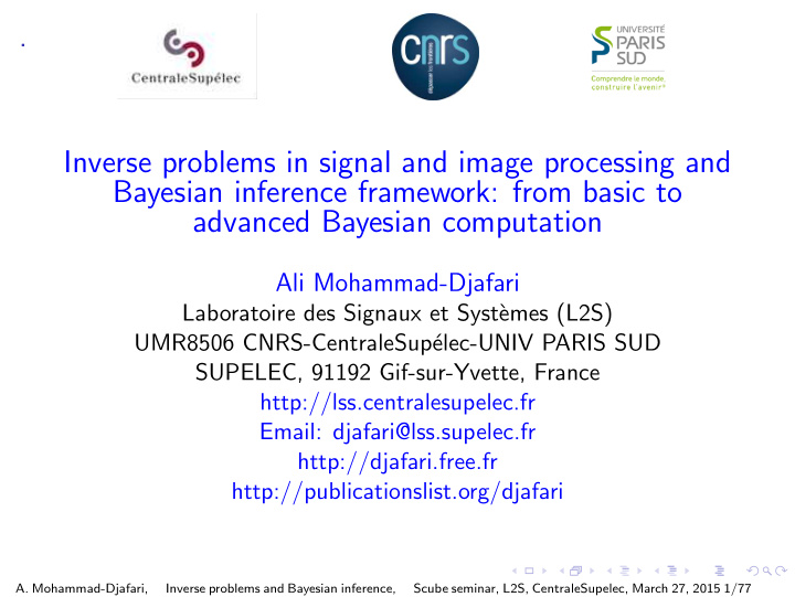 inverse problems in signal and image processing and