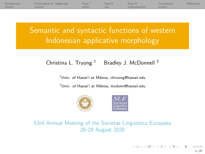 semantic and syntactic functions of western indonesian