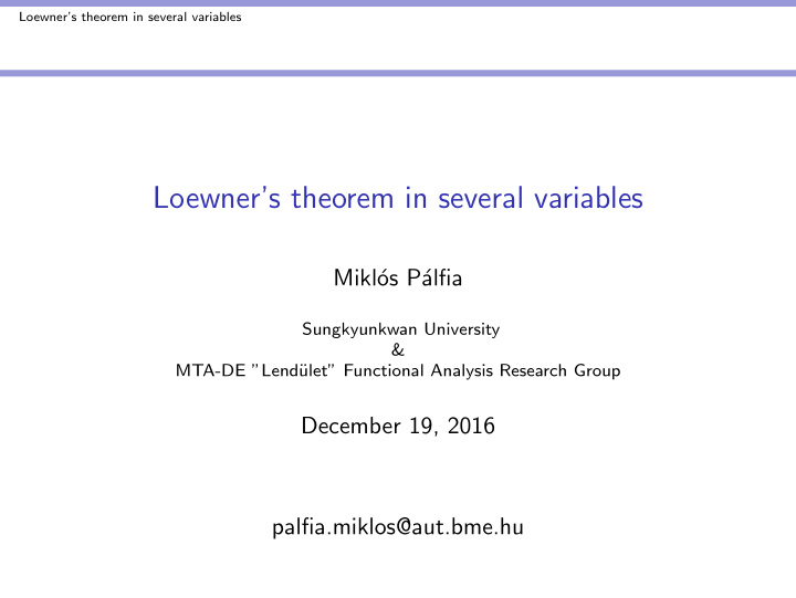 loewner s theorem in several variables