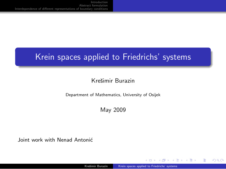 krein spaces applied to friedrichs systems