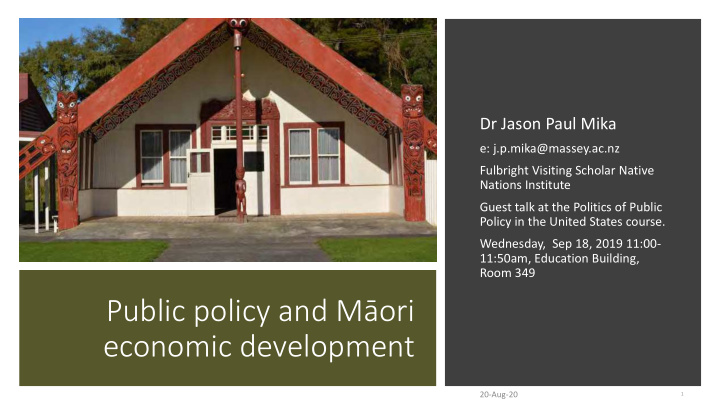 public policy and m ori economic development