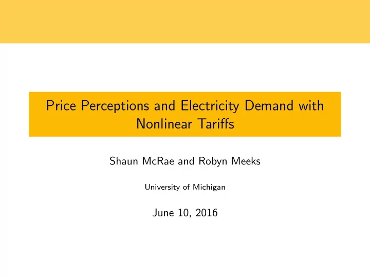 price perceptions and electricity demand with nonlinear