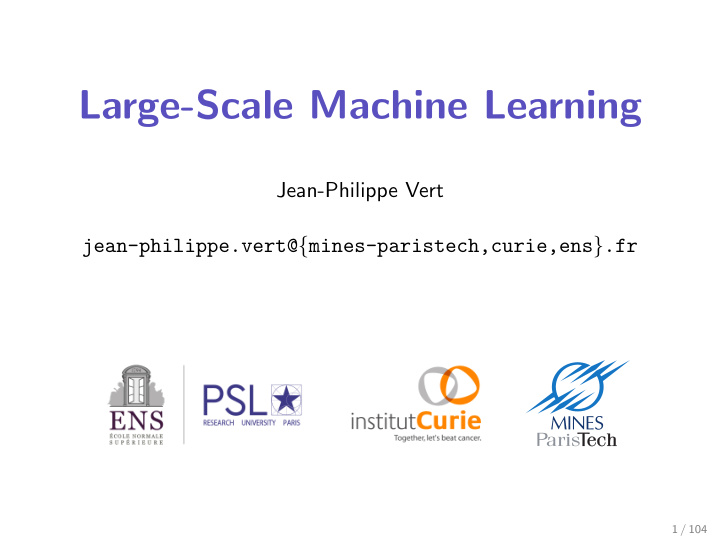 large scale machine learning