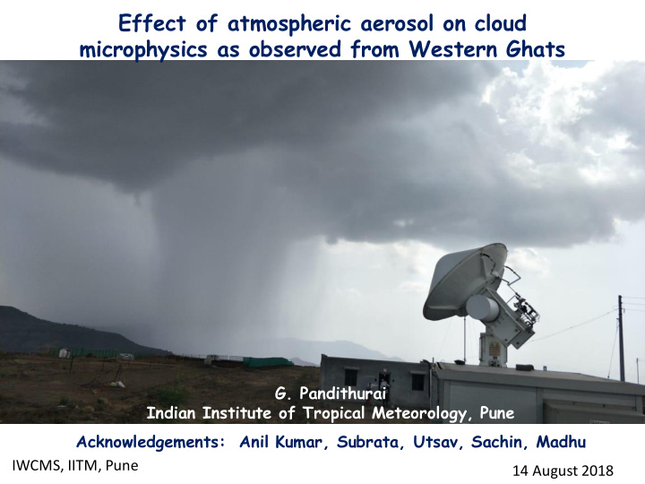 microphysics as observed from western ghats
