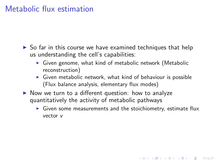 metabolic flux estimation