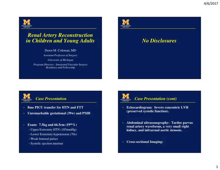 renal artery reconstruction in children and young adults