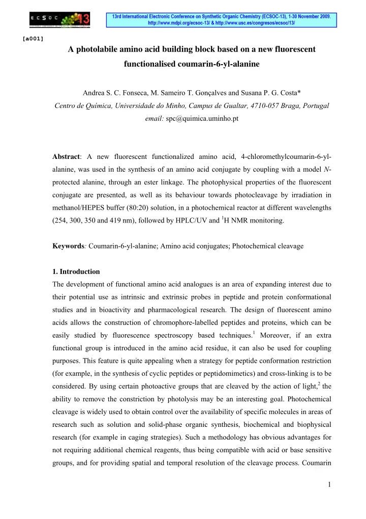 a photolabile amino acid building block based on a new