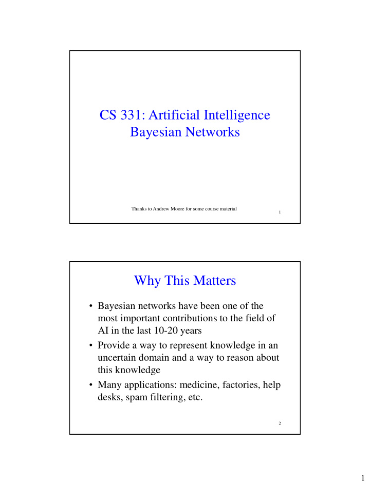 cs 331 artificial intelligence bayesian networks