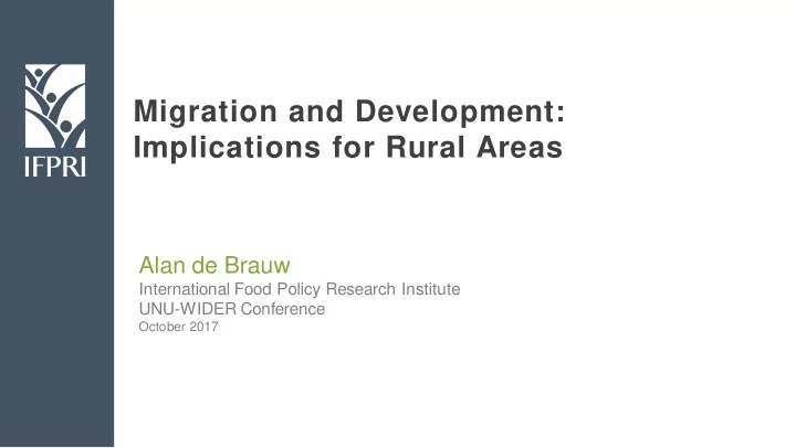 migration and development implications for rural areas