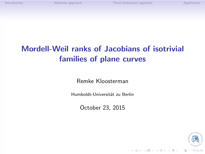 mordell weil ranks of jacobians of isotrivial families of