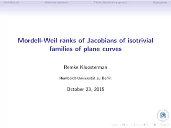 Mordell-Weil ranks of Jacobians of isotrivial  families of plane curves  Remke Kloosterman