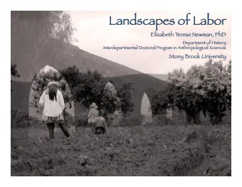 Lands  dsca  capes of Labo bor  Eliz  izabe  beth T  T  e  erese Newma man, PhD  Departme  ment of