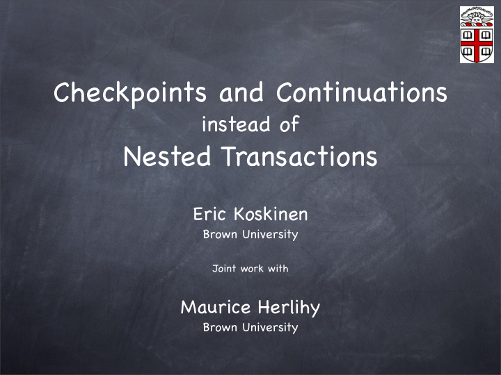 checkpoints and continuations