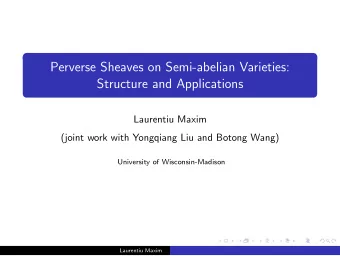 Perverse Sheaves on Semi-abelian Varieties:  Structure and Applications  Laurentiu Maxim  (joint