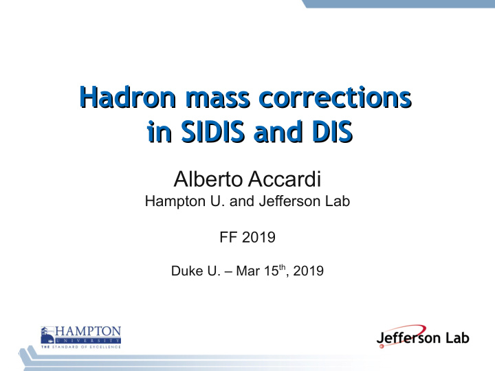 hadron mass corrections hadron mass corrections in sidis