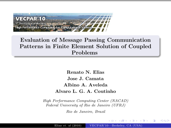 evaluation of message passing communication patterns in