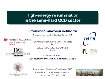High-energy resummation  in the semi-hard QCD sector  Francesco Giovanni Celiberto