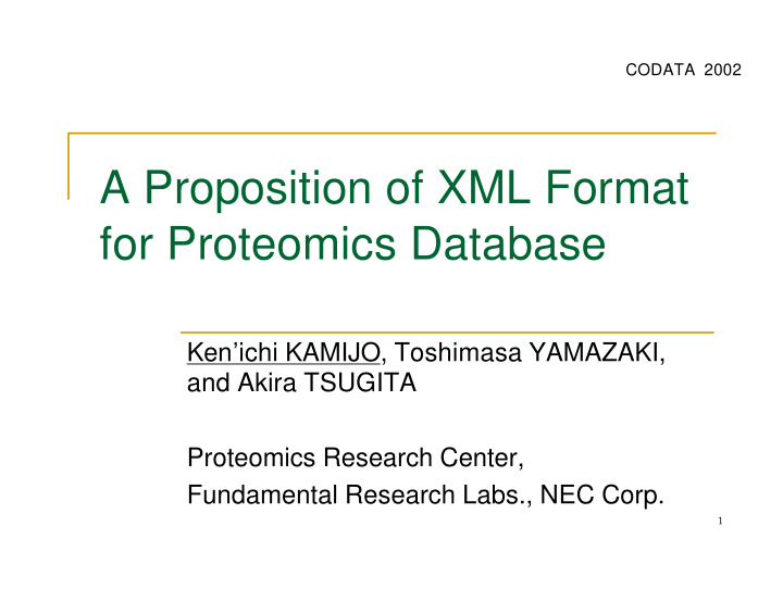a proposition of xml format for proteomics database