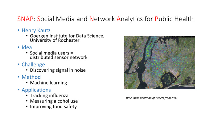 snap social media and network analy5cs for public health