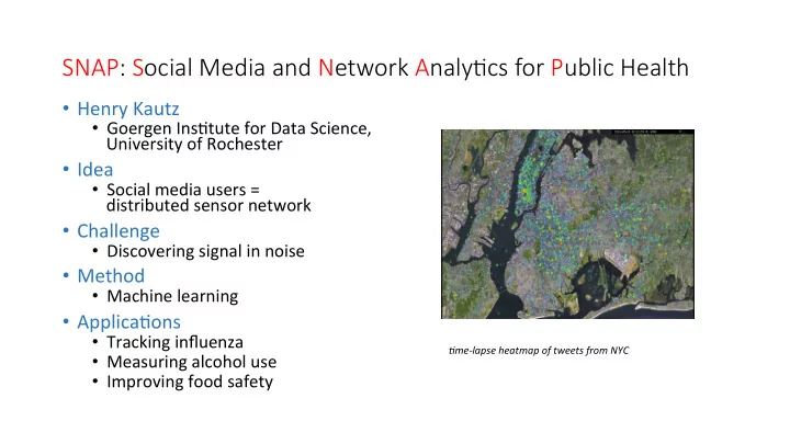 snap social media and network analy5cs for public health