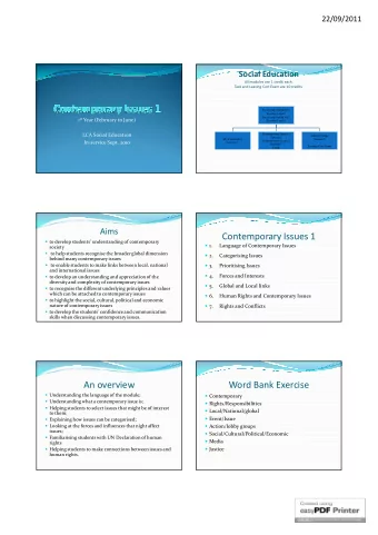 Contemporary Issues 1  to develop students understanding of contemporary  1.  Language of