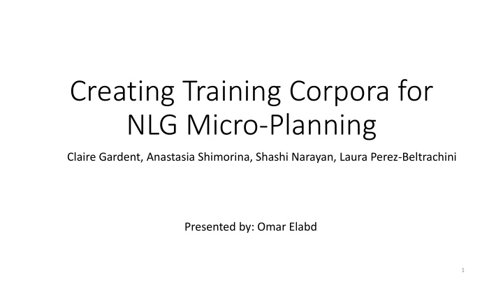 creating training corpora for nlg micro planning