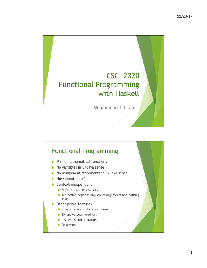 csci 2320 functional programming