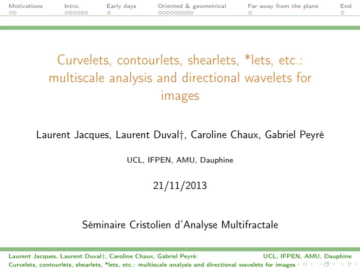 curvelets contourlets shearlets lets etc multiscale