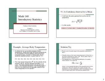Math 140  proportions.  Introductory Statistics  r  r p (1  b p (1  b  b  b p ) p ) p  z