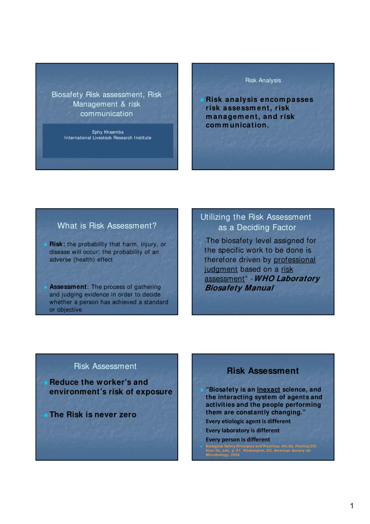 risk assessment