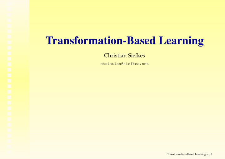 transformation based learning
