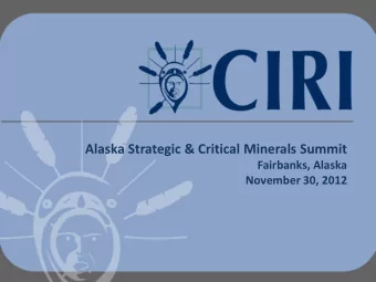 Alaska Strategic &amp; Critical Minerals Summit  Fairbanks, Alaska November 30, 2012  Cook Inlet