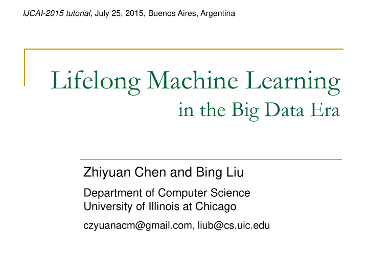 lifelong machine learning