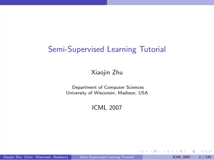 semi supervised learning tutorial